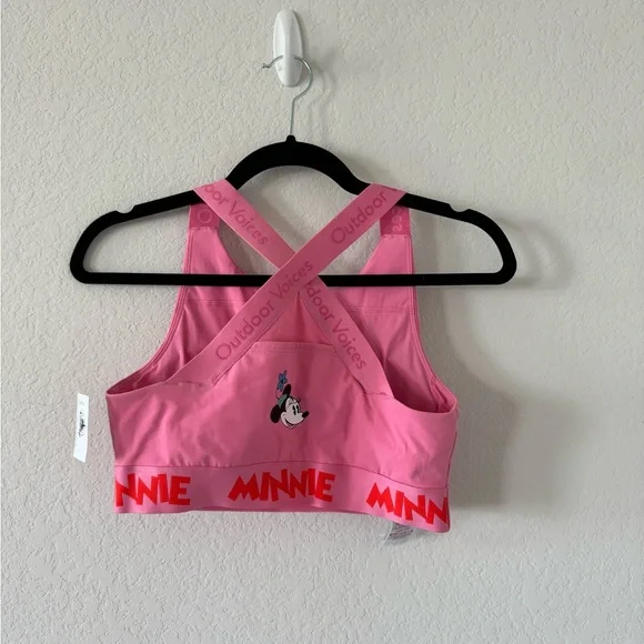 NWT Outdoor Voices Disney Snacks Bra Minnie Pink - Picture 1 of 3